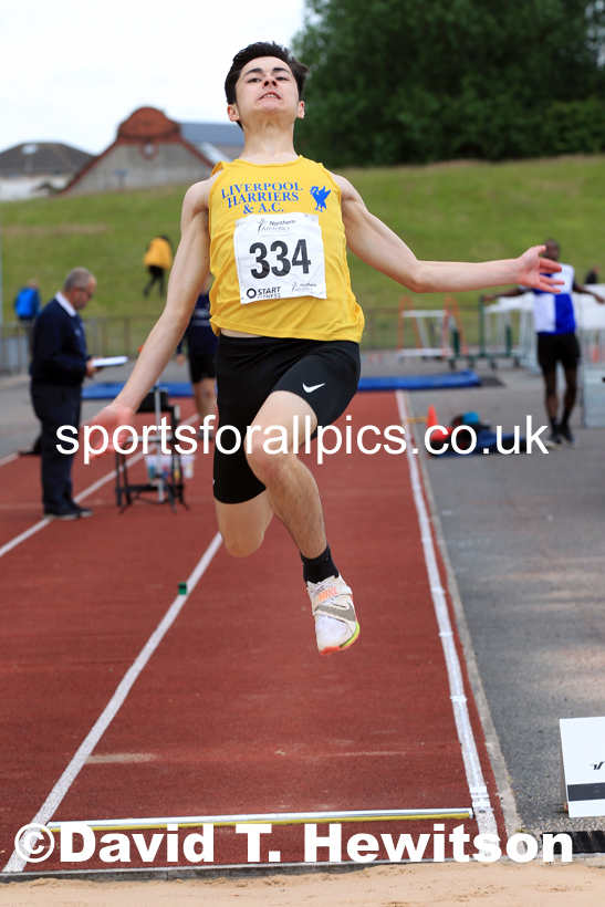 Mens under-20s long jump, 2022 Northern Senior and Under-20 Champs., Wavertree Athletics Centre, Liverpool. Photo: David T. Hewitson/Sports for All Pics